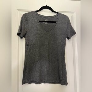 Gray V-Neck Women's Top